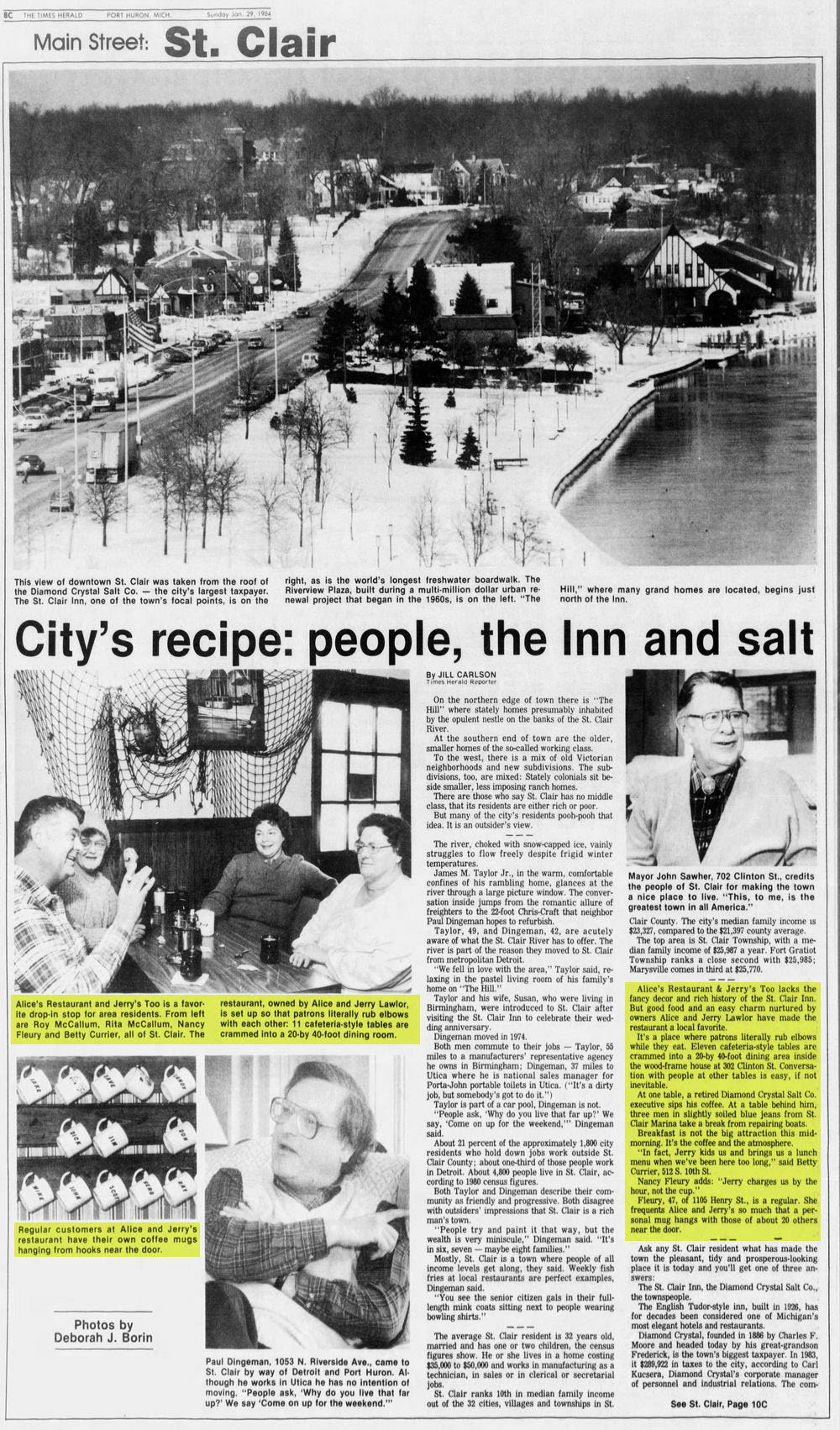 Alices Restaurant - Jan 29 1984 Article (newer photo)